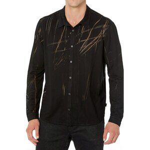 New John Varvatos - M Men's Phoenix Laser Burnout Long Sleeves Shirt,  Black